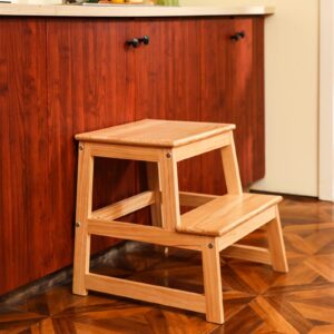 Kitchen Step Stool for Kids with Safety Rail,Toddler Standing Tower for Kitchen Counter, Baby Montessori Stool,Solid Wood Construction,Natural