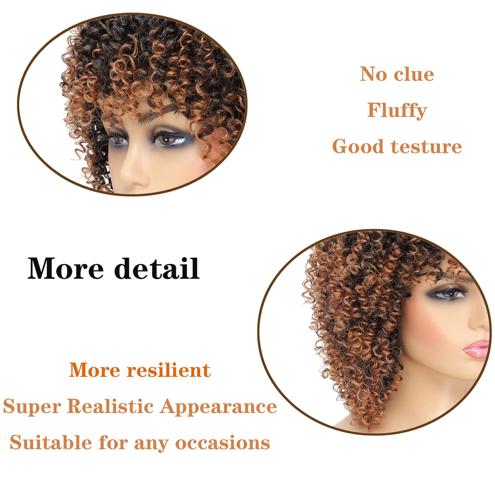 Fallsea Braided Wigs for Black Women, Kinky Curly Wigs, Synthetic Wigs, Short Wigs