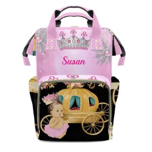 xiucoo custom african american pink black girl diaper bag backpack with name personalized nappy shoulders bag women men gifts 10.83 x 6.69 x15 inch (lxwxh)