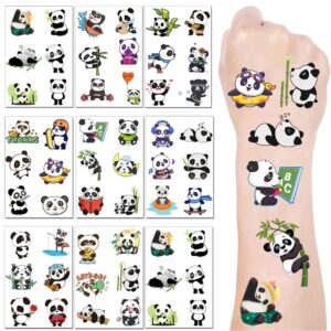 Allberll Panda Party Favor 144Pcs Temporary Tattoos 24 Sheet for Panda Birthday Party Decorations supplies Green