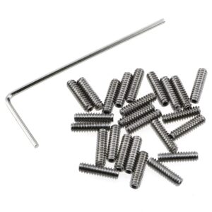 luorng 25pcs 4-40 x 3/8" allen head hex hexagon socket set screws stainless steel cup point grub screw set bolt with 1 piece hex key wrench