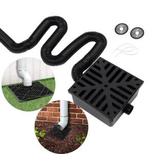 uni-drain catch basin downspout extender, gutter downspout with flexible pipe, no deep dig low profile catch basin 10"×10" protect house foundation