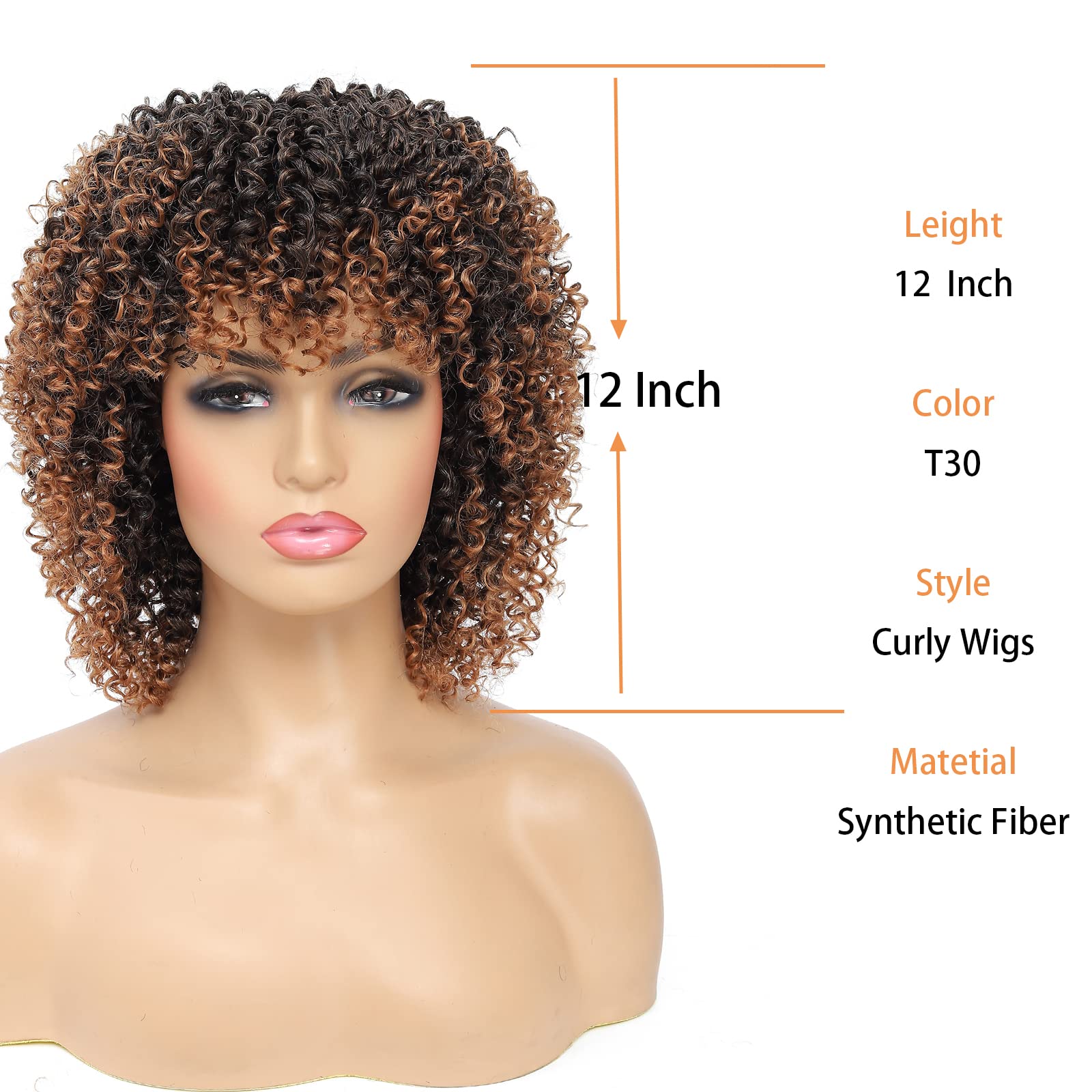 Fallsea Braided Wigs for Black Women, Kinky Curly Wigs, Synthetic Wigs, Short Wigs