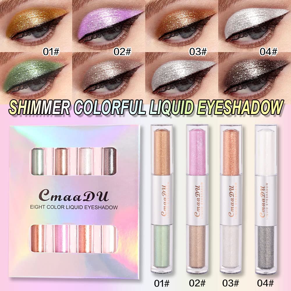 evpct 8 Colors Liquid Glitter Shimmer Metallic Eyeshadow Set Sparkly Glitter Sparkle Colorful Liquid Eyeliner Set delineador pupilentes de ojos contra el agua sombras colores para ojos con brillo 01