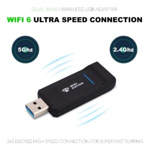 WiFi Nation WiFi 6 AX1800 2T2R, USB 3.0 Chipset: RTL8832AU, WiFi Dongle Adapter | 802.11ax Gigabit Wireless Network Card Adapter | 5GHz/2.4GHz | WPA3 Network Security | Windows 7/10/11