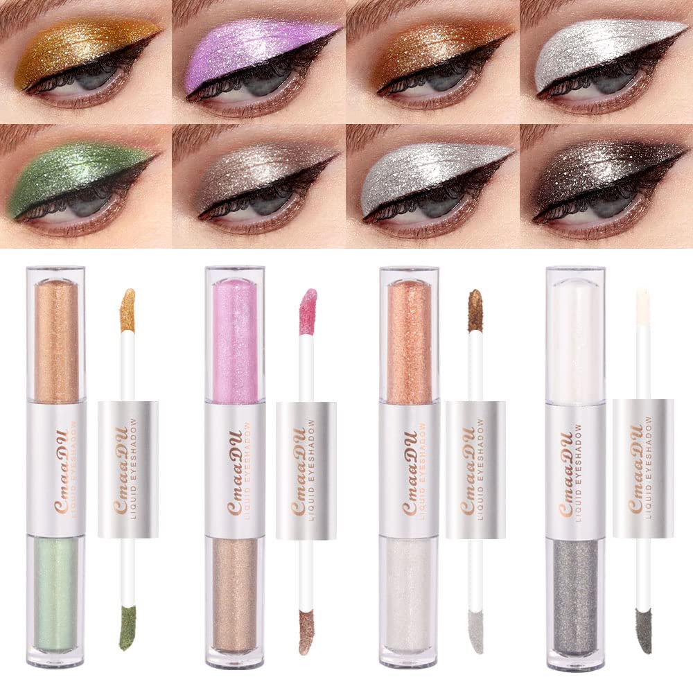 evpct 8 Colors Liquid Glitter Shimmer Metallic Eyeshadow Set Sparkly Glitter Sparkle Colorful Liquid Eyeliner Set delineador pupilentes de ojos contra el agua sombras colores para ojos con brillo 01