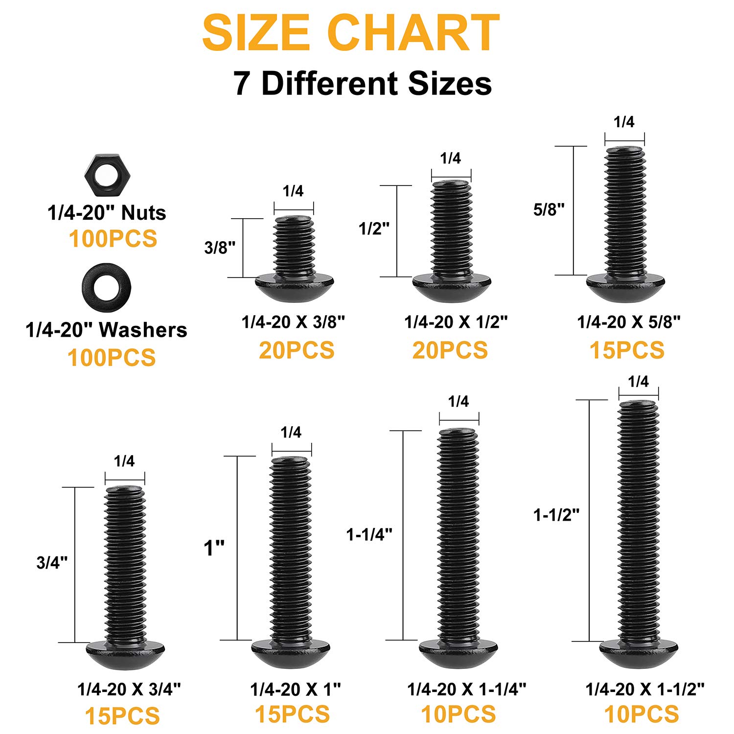 M6 and 1/4-20 Black Bolt Assortment