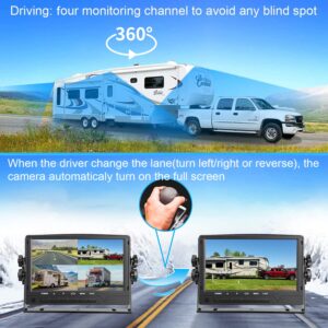 VSSTECH Mobile DVR System 4 Channel 1080P H.265 512 GB AHD Vehicle Car DVR Video Recorder Loop Record with IR Night Vision Waterproof Front Side Rear Camera 7 inch VGA Monitor for Truck Bus Camper Van