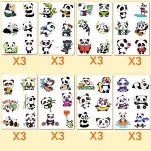 Allberll Panda Party Favor 144Pcs Temporary Tattoos 24 Sheet for Panda Birthday Party Decorations supplies Green