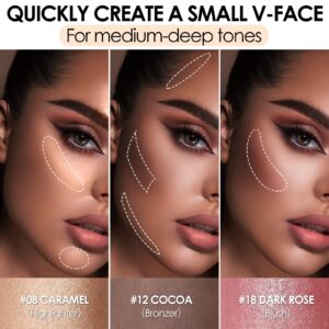 FOCALLURE 3 Pcs Cream Contour Sticks,Shades with Highlighter & Bronzer & Blush,Non-greasy Long-wear Face Contouring Pen,Easy to Sculpt the Face and Create a Lightweight Finishing Makeup,MEDIUM-DEEP