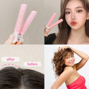 Hair Rollers with Clip Volumizing Bangs Curler DIY Styling Accessories Tool Portable Self Grip Volume Hair Root Clips, 4PCS, Pink (Pink)