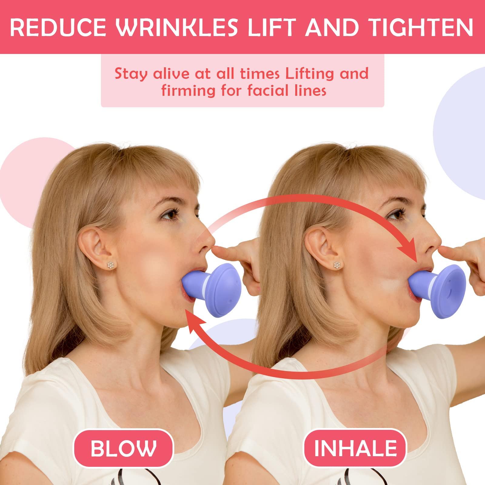 4 Pieces Double Chin Exerciser Face Exerciser Double Chin Breathing Device Face Neck Toning Exerciser Face Slimming Trainer Tool for Women Lift Skin Slim and Tone Face, Helps Reduce Stress