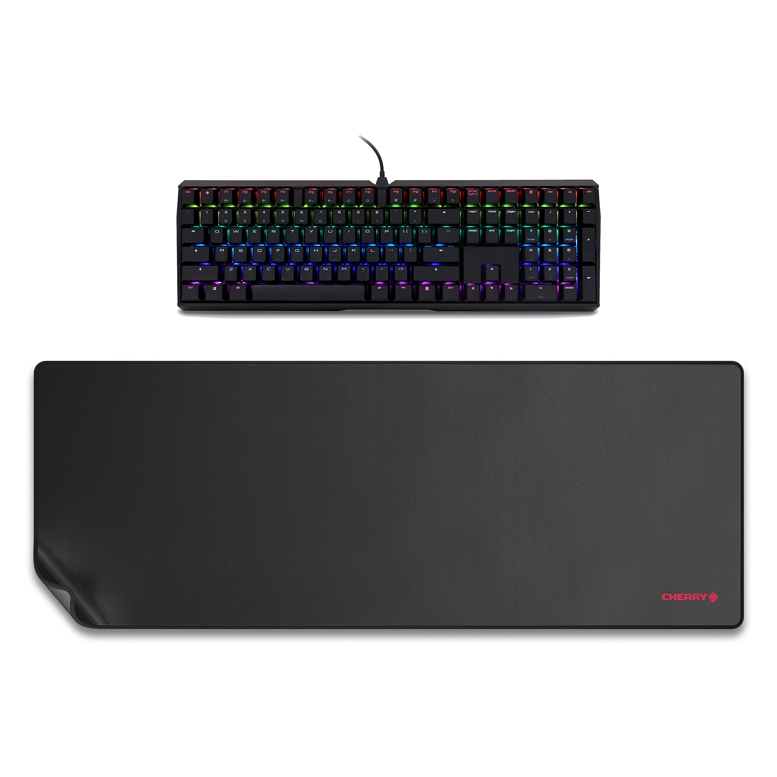 Cherry MX 3.0S Mechanical Keyboard MX Red Silent Switches for Gaming and Office Bundled with Premium XXL Desk Mat.