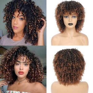 Fallsea Braided Wigs for Black Women, Kinky Curly Wigs, Synthetic Wigs, Short Wigs