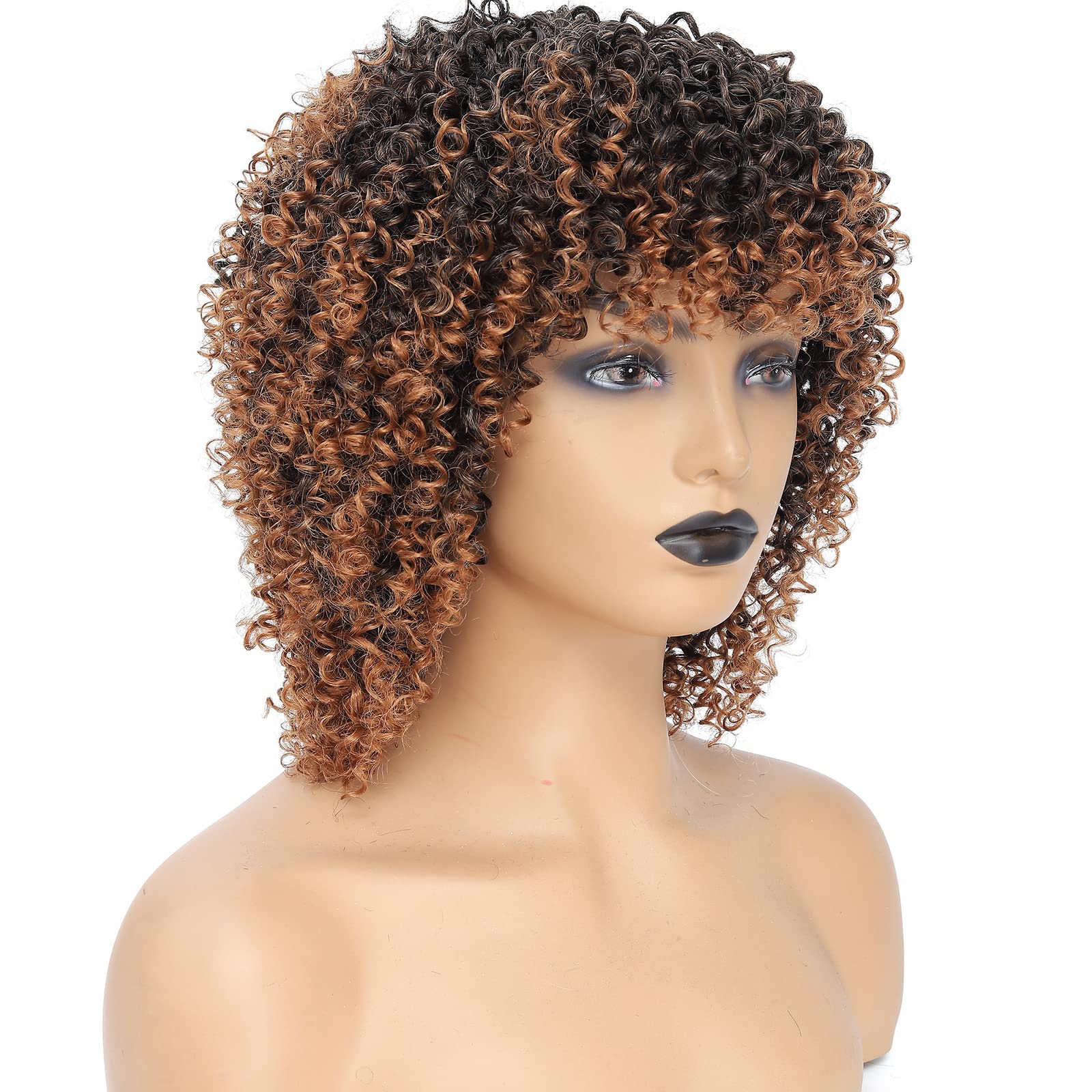 Fallsea Braided Wigs for Black Women, Kinky Curly Wigs, Synthetic Wigs, Short Wigs