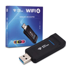 wifi nation wifi 6 ax1800 2t2r, usb 3.0 chipset: rtl8832au, wifi dongle adapter | 802.11ax gigabit wireless network card adapter | 5ghz/2.4ghz | wpa3 network security | windows 7/10/11