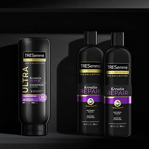 TRESemmé Ultra Keratin Repair Concentrate Shampoo And Conditioner For Damaged Hair Visible Repair in 30 Seconds, Fast-Lather And Fast-Detangle Technology, 2X More Washes Combo Pack, Black