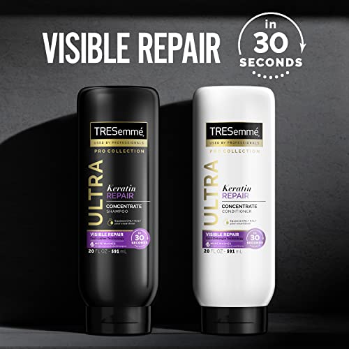 TRESemmé Ultra Keratin Repair Concentrate Shampoo And Conditioner For Damaged Hair Visible Repair in 30 Seconds, Fast-Lather And Fast-Detangle Technology, 2X More Washes Combo Pack, Black