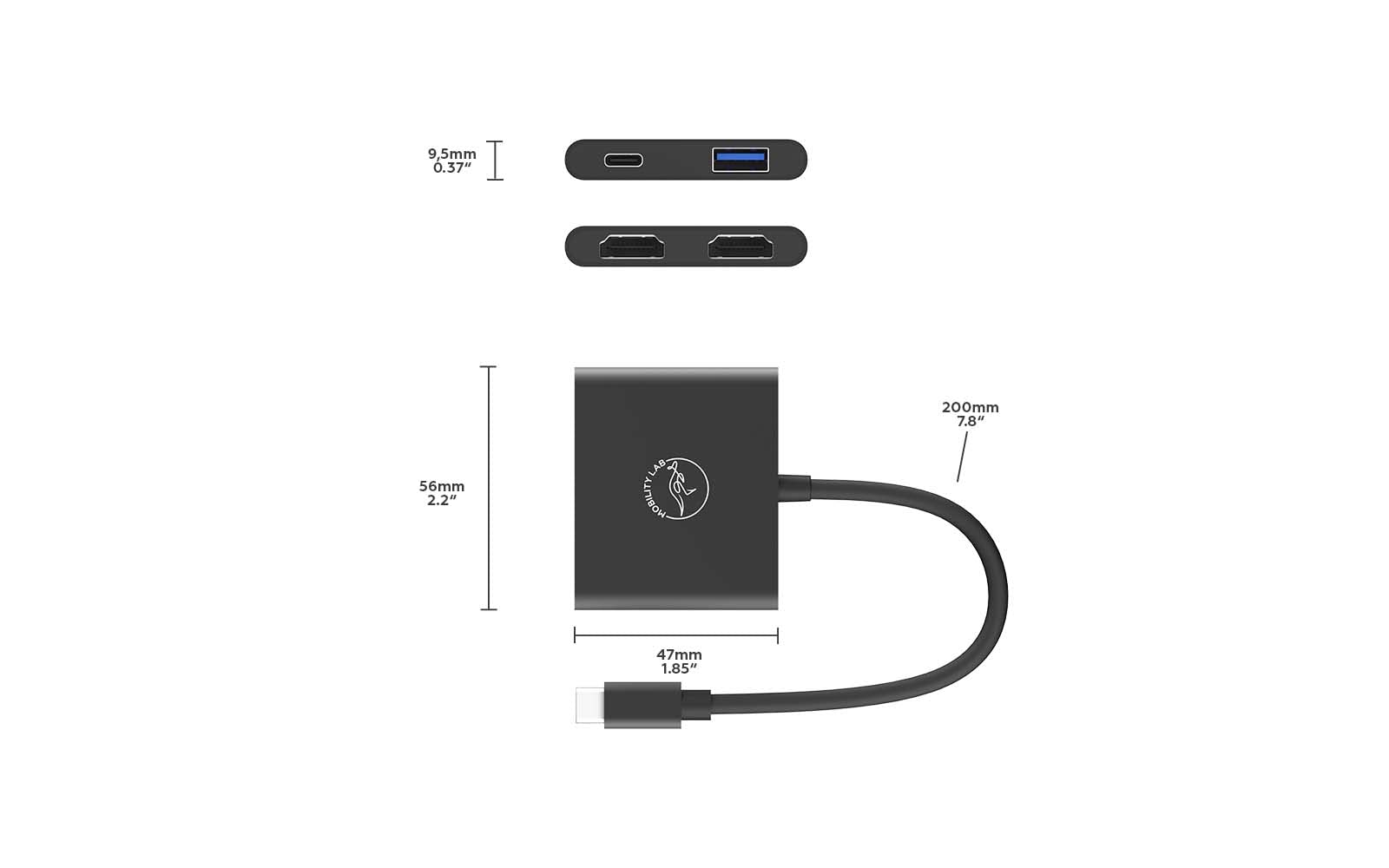 Mobility Lab - ML305882 - HUB-USB-C Adapter - 4 in 1 - Space Grey