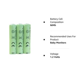 TimeFlys 3AAA Rechargeable Battery 1.2V 800mAh Ni-MH Triple AAA Cheap Long Lasting Batteries for Baby Monitors (Pack of 3)