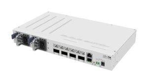 mikrotik crs504-4xq-in cloud router switch 650mhz 4xqsfp28 compatible with 40g, 25g, 10g, and 1g fiber connections