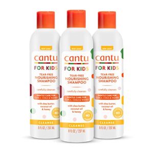 cantu care for kids tear-free nourishing shampoo with shea butter, 8 fl oz (pack of 3) (packaging may vary)