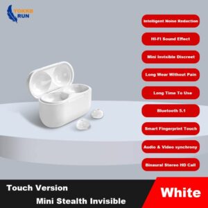 YOKKBRUN Invisible Earbud Mini Discreet Bluetooth Earpiece Hidden Micro Wireless Headphones World Smallest Stealth Buds Microphone Charge Case Headset(White)