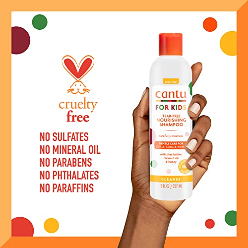 Cantu Care for Kids Tear-Free Nourishing Shampoo with Shea Butter, 8 fl oz (Pack of 3) (Packaging May Vary)