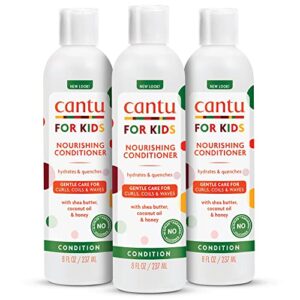 cantu care for kids nourishing sulfate-free conditioner with shea butter, 8 fl oz (pack of 3) (packaging may vary)