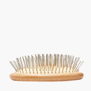 KELANYIS Hair Brush, Steel Needle, Mini, Massages Scalp, Travels Easy, All Hair Types, Unisex, 1.0 Count, GI, Oblong, Metal, Wood, Rubber