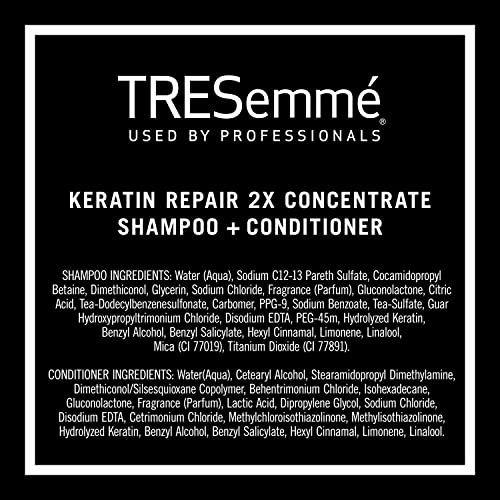 TRESemmé Ultra Keratin Repair Concentrate Shampoo And Conditioner For Damaged Hair Visible Repair in 30 Seconds, Fast-Lather And Fast-Detangle Technology, 2X More Washes Combo Pack, Black