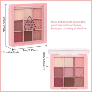 AMY'S DIARY Pink eye shadow palettes,9 Colors Pink Rose Shimmer matte High Pigmented Glitter Pallete Eyeshadow Makeup Colorful Lasting Waterproof Makeup Eyeshadow Palette