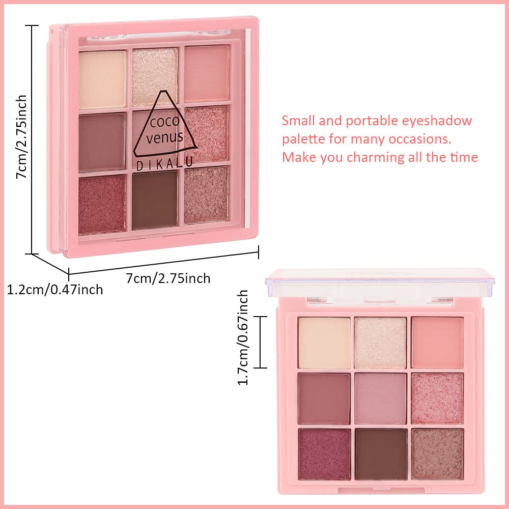 AMY'S DIARY Pink eye shadow palettes,9 Colors Pink Rose Shimmer matte High Pigmented Glitter Pallete Eyeshadow Makeup Colorful Lasting Waterproof Makeup Eyeshadow Palette