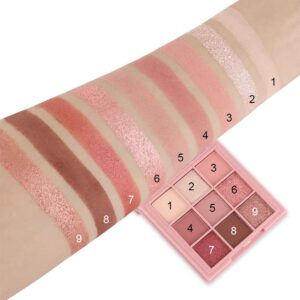 AMY'S DIARY Pink eye shadow palettes,9 Colors Pink Rose Shimmer matte High Pigmented Glitter Pallete Eyeshadow Makeup Colorful Lasting Waterproof Makeup Eyeshadow Palette