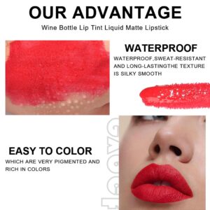 6 Colors Matte Red Wine Liquid Lipstick Pack Set,Wine Lip Tint Long Lasting 24 Hour Waterproof Velvet Nonstick Cup Lipgloss Lip Stain Pigmented Lip Makeup Gift Sets for Girls and Women Labiales