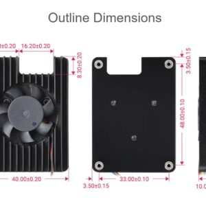 waveshare Cooling Fan for Raspberry Pi Compute Module 4 CM4, All-in-one Heatsink, PWM Speed Adjustable, 8000±10% RPM, Low Noise, with Thermal Tapes