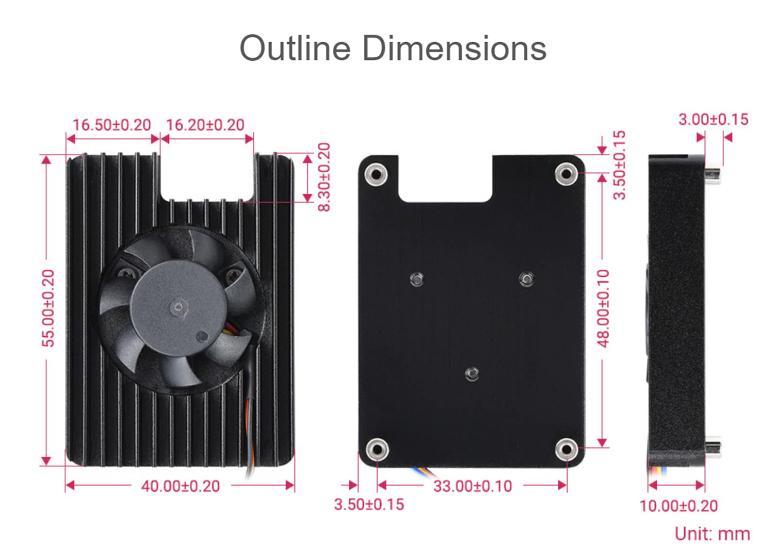 waveshare Cooling Fan for Raspberry Pi Compute Module 4 CM4, All-in-one Heatsink, PWM Speed Adjustable, 8000±10% RPM, Low Noise, with Thermal Tapes