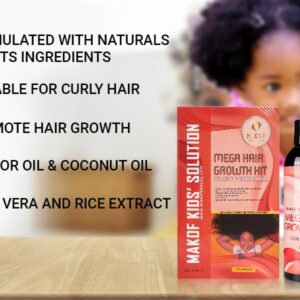 MAKOF Kid’s Hair Growth Set. Shampoo & Conditioner with black castor oil, Wheat Protein, Argan, Jojoba, Aloe Vera, , Mask Treatment and Leave-in, Sulfate Paraben Free, No harsh chemicals.