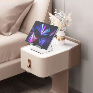 JINSHVEG Acrylic Desk Tablet Stand, Clear Tablet Holder, Desktop iPad Stand, Compatible with Tablet Such As iPad Air Mini Pro, Phone 13 Pro 12 Mini 11 XS Max XR X 6 7 8 Plus (4-13 inch)