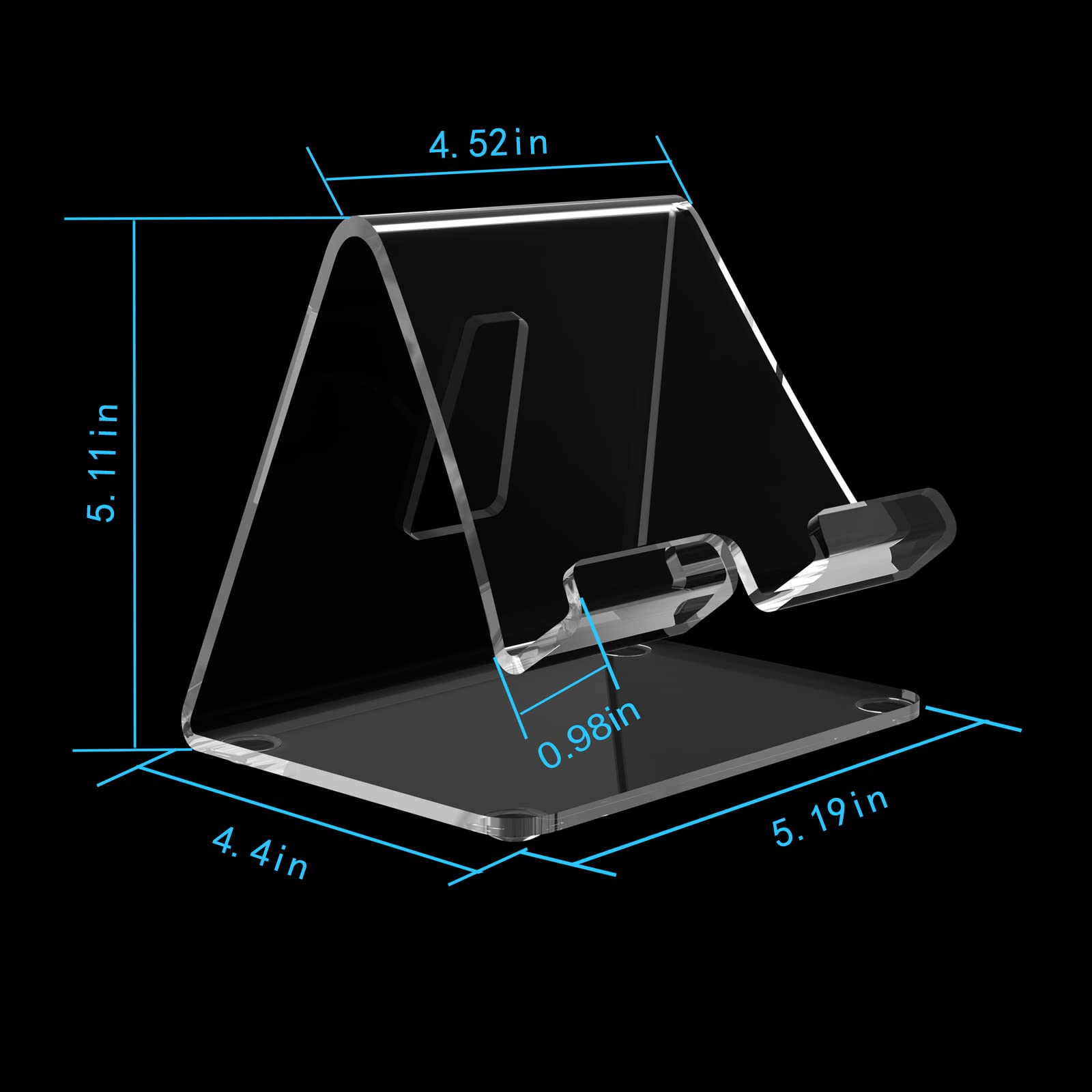 JINSHVEG Acrylic Desk Tablet Stand, Clear Tablet Holder, Desktop iPad Stand, Compatible with Tablet Such As iPad Air Mini Pro, Phone 13 Pro 12 Mini 11 XS Max XR X 6 7 8 Plus (4-13 inch)