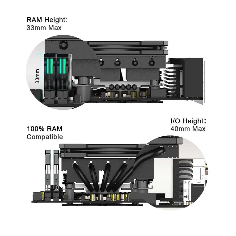 ID-COOLING IS-55 ARGB White CPU Cooler Low Profile 57mm Height CPU Air Cooler ARGB 5 Heatpipes 120x120x15mm Slim Fan, Desktop CPU Fan for Intel LGA1700/115X/1200; AMD AM4/AM5