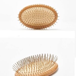 KELANYIS Hair Brush, Steel Needle, Mini, Massages Scalp, Travels Easy, All Hair Types, Unisex, 1.0 Count, GI, Oblong, Metal, Wood, Rubber