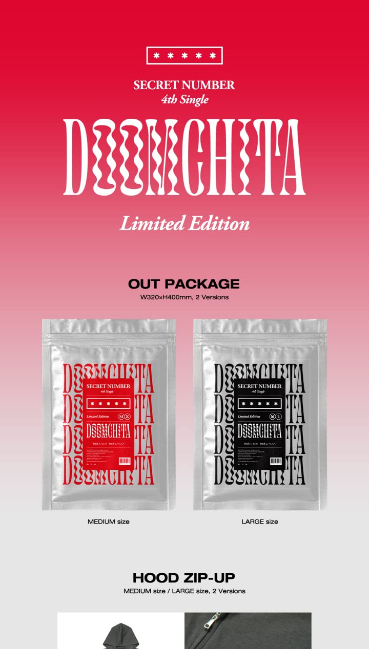 SECRET NUMBER DOOMCHITA 4th Single Album Medium Version CD+1p Poster+Hood Zip-Up+1ea Pin Badge+128p PhotoBook+1p Polaroid+1ea Message Card+2p PhotoCard+1p Folding Poster On Pack+Tracking Sealed