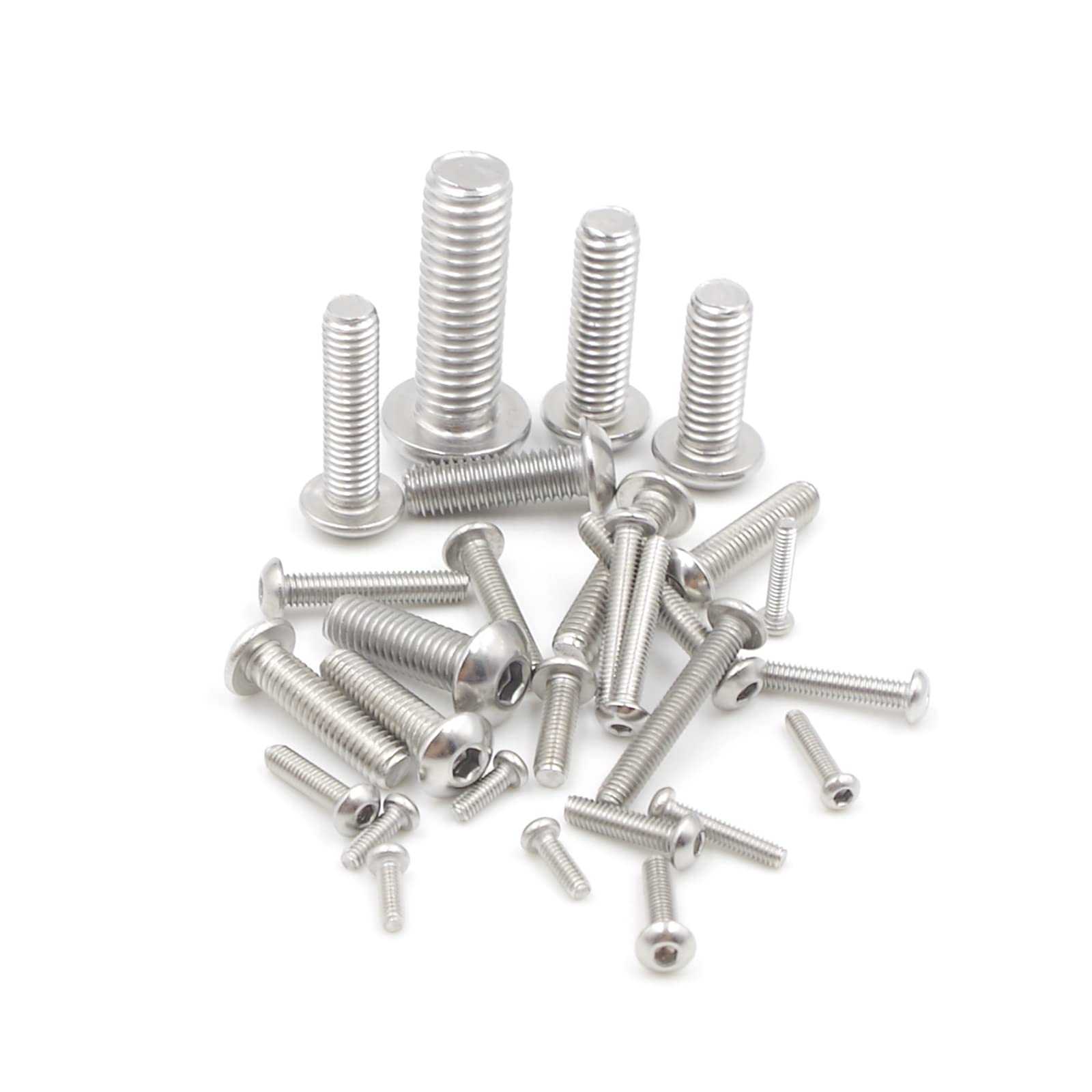 MCMASKE Metric M2 M2.5 M3 M4 M5 M6 M8 304 Stainless Steel Button Head Socket Cap Screws Assortment Kit