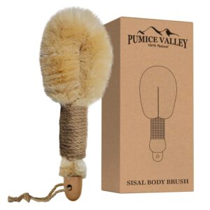 sisal dry body brush, natural bristle exfoliating brush, body scrubber for skincare and beauty to improve blood circulation exfoliate skin, healthy therapeutics, reduce cellulite, stop ingrown hairs