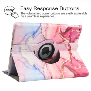 Rotating Case for 9th Generation Case 2021 / iPad 8th Generation 2020 / 7th Generation 10.2" 2019, 360 Degree Rotating Multi-Angle Viewing Folio Stand Case with Auto Sleep/Wake Feature (Pink Marble)