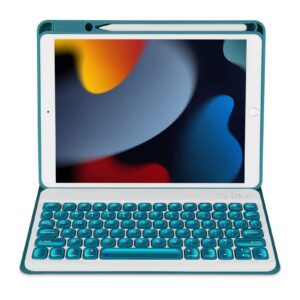 Eisuiyi iPad 10.2 Case with Keyboard for iPad 9th/8th/7th Gen, Compatible with iPad Air3/iPad Pro10.5, Detachable BT Keyboard with Magentic Protective Cover, Built-in Pencil Holder, Teal