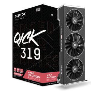 XFX Speedster QICK319 Radeon RX 6750XT CORE Gaming Graphics Card with 12GB GDDR6 HDMI 3xDP, AMD RDNA 2 RX-675XYJFDP