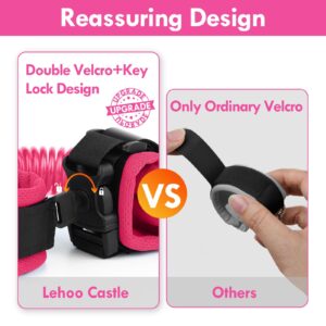 Lehoo Castle Toddlers Leash for Walking + Key Lock Design Anti Lost Wrist Link, 3 in 1 Baby Leash Kids Wrist Link for Toddlers, Safety Harness Belt Strap Wristband (Pink Minnie Toddler Leash)