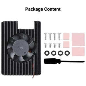 waveshare Cooling Fan for Raspberry Pi Compute Module 4 CM4, All-in-one Heatsink, PWM Speed Adjustable, 8000±10% RPM, Low Noise, with Thermal Tapes